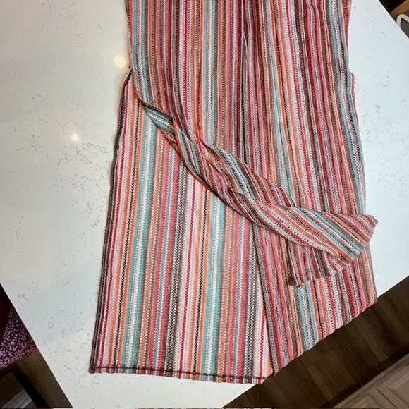 A'gaci Neutral Multi-Striped Knit Long Cardigan Sz Small - Picture 11 of 12